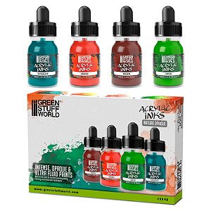 Conjunto Inks Acrílicas de Alta Cobertura NATURE OPAQUE - Green Stuff World (Box x4 30ml)
