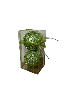 KIT COM 2 BOLAS VERDES NATALINAS 10CM