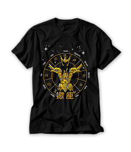 Camiseta Anime Zodíaco Escorpião Constelações Ouro Armaduras Cosmos #122