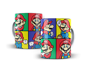 Caneca Gamer Geek Mario Faces #077