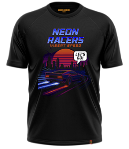 CAMISETA ARCADE GEEK GAMER CORRIDA NEON RACERS INSERT SPEED LETS GO GEAR #523