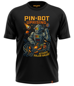 CAMISETA ARCADE GEEK GAMER PINBALL BOT UPRISING ACTIVATE SOLAR VALUE RETRO NERD FLIPERAMA #534