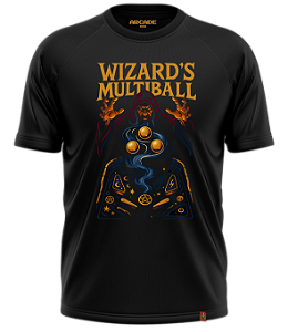 CAMISETA ARCADE GEEK GAMER PINBALL WIZARD MULTIBALL SORCERER NOSTALGIA NERD FLIPERAMA #539