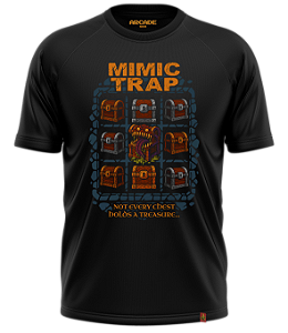 Camiseta Arcade Geek RPG Mimic Trap Chest Treasure Baú Tesouro #541