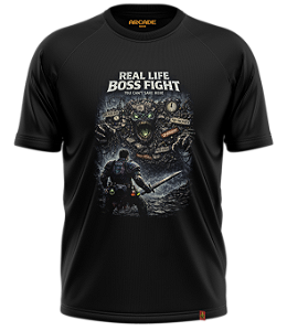 CAMISETA ARCADE GEEK NERD HEAVY METAL GAMER REAL LIFE BOSS FIGHT #551
