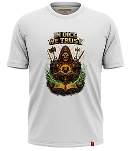 CAMISETA ARCADE GEEK NERD HEAVY METAL GAMER RPG IN DICE WE TRUST #556