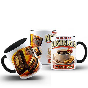 Caneca Em Caso de Nostalgia – Retrô 80/90 Cultura Analógica