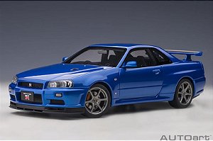 AUTOart  NISSAN SKYLINE GT-R R34【１／１８】 Nissan Skyline GT-R (R34) V-Spec II 1:18 Autoart Azul - 20 anos