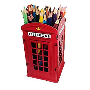 Porta Lápis e Caneta Cabine Telefônica Londres MDF - Organizador Escritório Vintage
