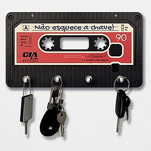 Porta Chaves Fita Cassete K7 Nostalgia Música Anos 80 Decoração