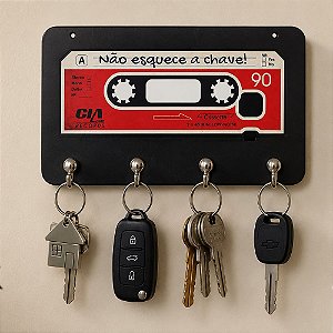 Porta Chaves Fita Cassete K7 Nostalgia Música Anos 80 Decoração