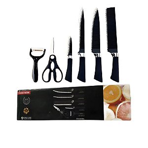 Conjunto de Facas de Revestimento Antiaderente 6 Peças de Aço Inoxidável Chef Cozinha
