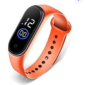 Relógio Led Pulso Digital Esporte A prova D'agua Bracelete Laranja