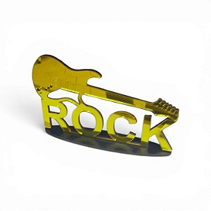 Enfeite de Mesa Decorativo Rock Dourado Decorativo Acrílico