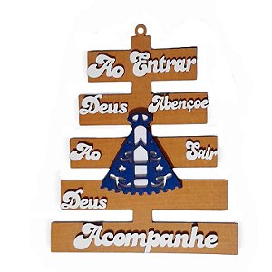 Placa Decorativa "Ao Entrar Deus Abençoe, Ao Sair Deus Acompanhe"
