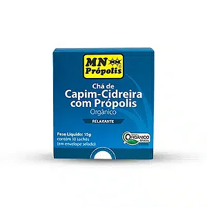 Chá Capim Cidreira com Própolis Orgânico 15g 10 sachês - MN PRÓPOLIS