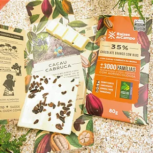 Chocolate Branco 35% com Nibs 80g - RAÍZES DO CAMPO