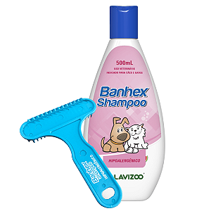 Shampoo Pele Sensivel Cachorro Banhex c/ Rasqueadeira 500ml