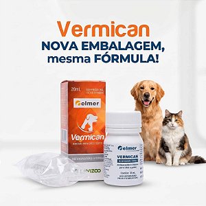 Vermican 20ml Vermifugo Liquido para Cães e Gatos Filhotes