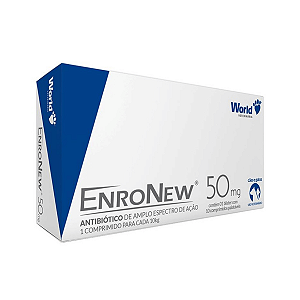 Enronew 50mg Antibiótico Enrofloxacina Cães e Gatos 10cp