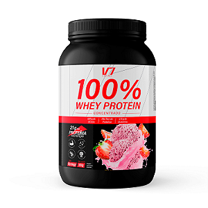 Whey Protein Concentrado - Sabor Morango 900g - V7 Energy