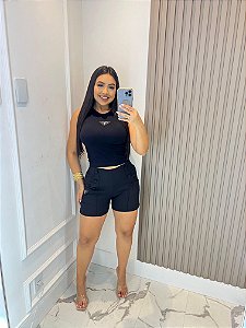 Conjunto Regata com shorts com botão preto