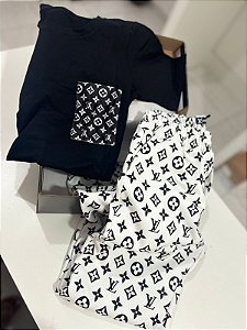 Conjunto LV com camiseta Preta com bolso