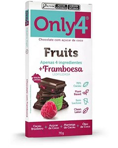 CHOCOLATE 70% COM FRAMBOESA LIOFILIZADA 70g ONLY4