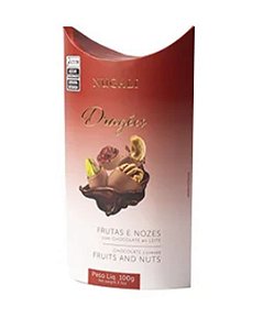 DRAGEE FRUTAS E NOZES COM CHOCOLATE AO LEITE 100g NUGALI