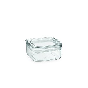 Pote Hermético Quadrado com Tampa Transparente Vedação Tripla - 425 mL