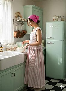 Coleção Tempo de Cuidar - Avental listra rosa