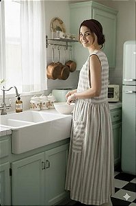 Colecão Tempo de Cuidar - Avental listrado marrom claro