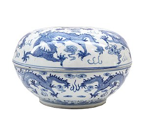 Caixa de Porcelana Azul e Branco | Período Guangxu