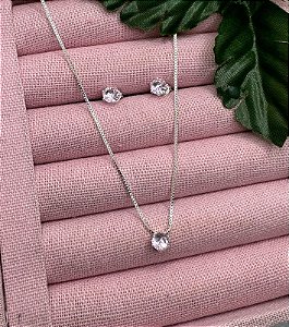 CONJUNTO BRINCO E COLAR VENEZIANA 0,8 45CM COM PONTO DE LUZ REDONDO