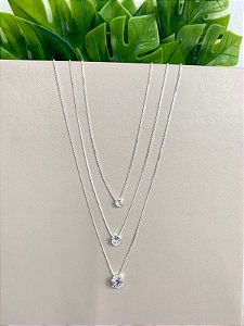COLAR TRIPLO 40CM, 45CM E 50CM ZIRCÔNIA CRISTAL