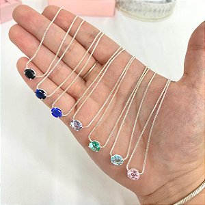 COLAR VENEZIANA 45CM COM PEDRA OVAL