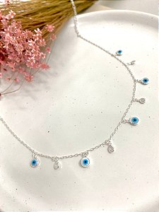 COLAR OLHO GREGO COM ZIRCÔNIAS 30CM+10CM EXTENSOR