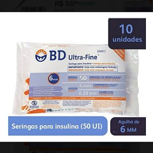 Seringa Bd Ultra-Fine™ 50ui 10 Unidades com Agulha 6mm