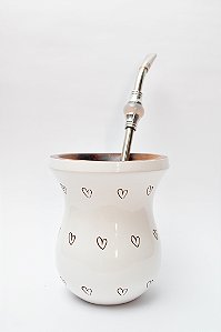 Kit Chimarrão - Cuia madeira Coração c/ bomba inox