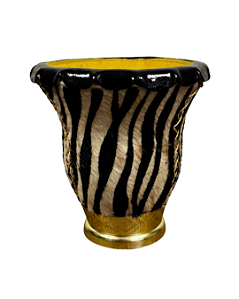Cuia para Chimarrão Revestida em Couro Zebra com Pé Dourado