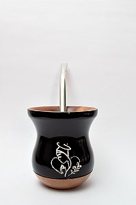 Kit Chimarrão - Cuia Madeira Nossa Senhora c/ bomba