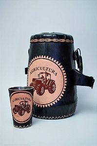 Garrafa Térmica 2,5l - Kit Tereré com Copo - Couro Trator Agro