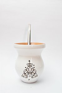 Kit Chimarrão - Cuia Nossa Senhora Aparecida com Bomba Inox