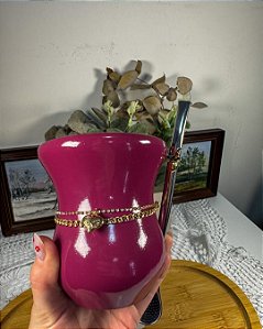 Kit Chimarrão Madeira Magenta+Choker c\ Brilho + Bomba Inox