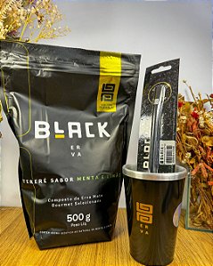 Kit Tereré Black–Copo Térmico+Bomba+Erva-Mate Menta & Limão