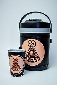 Garrafa Térmica 2,5l - Kit Tereré com Copo - Couro N.S.Aparecida