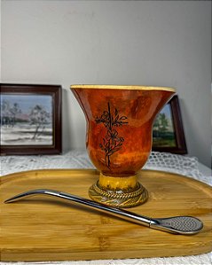 Kit Chimarrão-Porongo,Cruz e Flores,Bomba Inox N.S.Aparecida