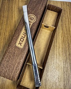 Bomba Inox de Tereré 21cm Lisa com Ponta Curvada