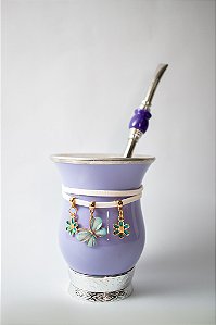 Cuia de Chimarrão - Lilás c/ Choker e Bomba em inox
