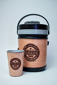 Garrafa Térmica 2,5l - Kit Tereré com Copo - Couro Marrom